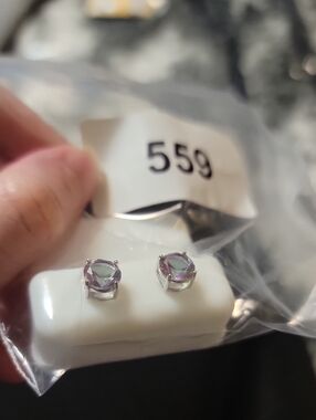 Purple Mystic Topaz Sterling Stud Earrings